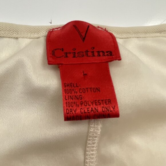 Vintage Womens V Cristina Crochet Lace Blouse Large Long Flared Sleeves Cream - Picture 3 of 9